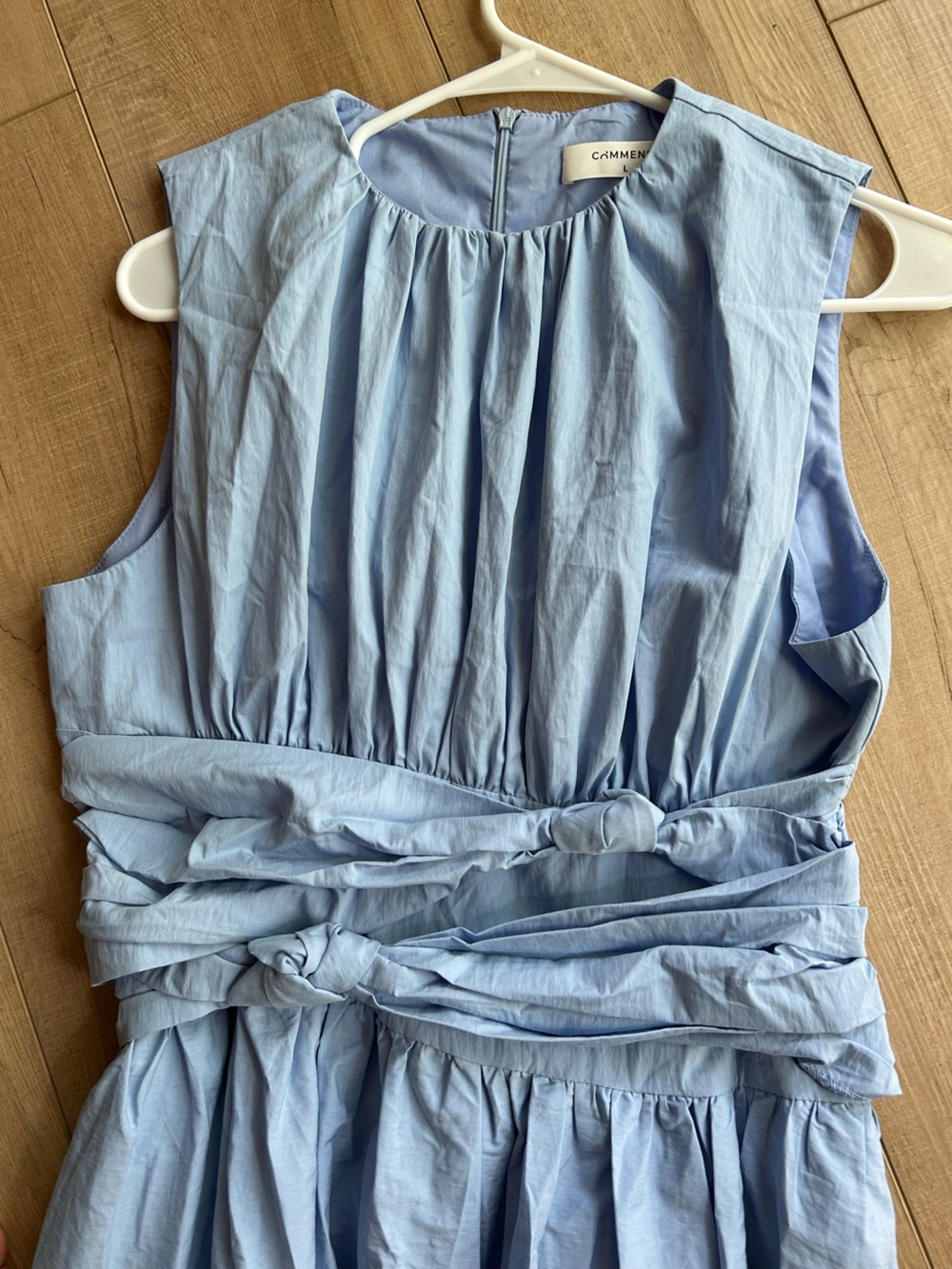Commense Light Blue Sleeveless Gathered Waist Midi Dress - Picture 9 of 9
